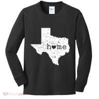 Texas Home Distressed Tx Map With Heart Kids Long Sleeve Shirt thumb 0