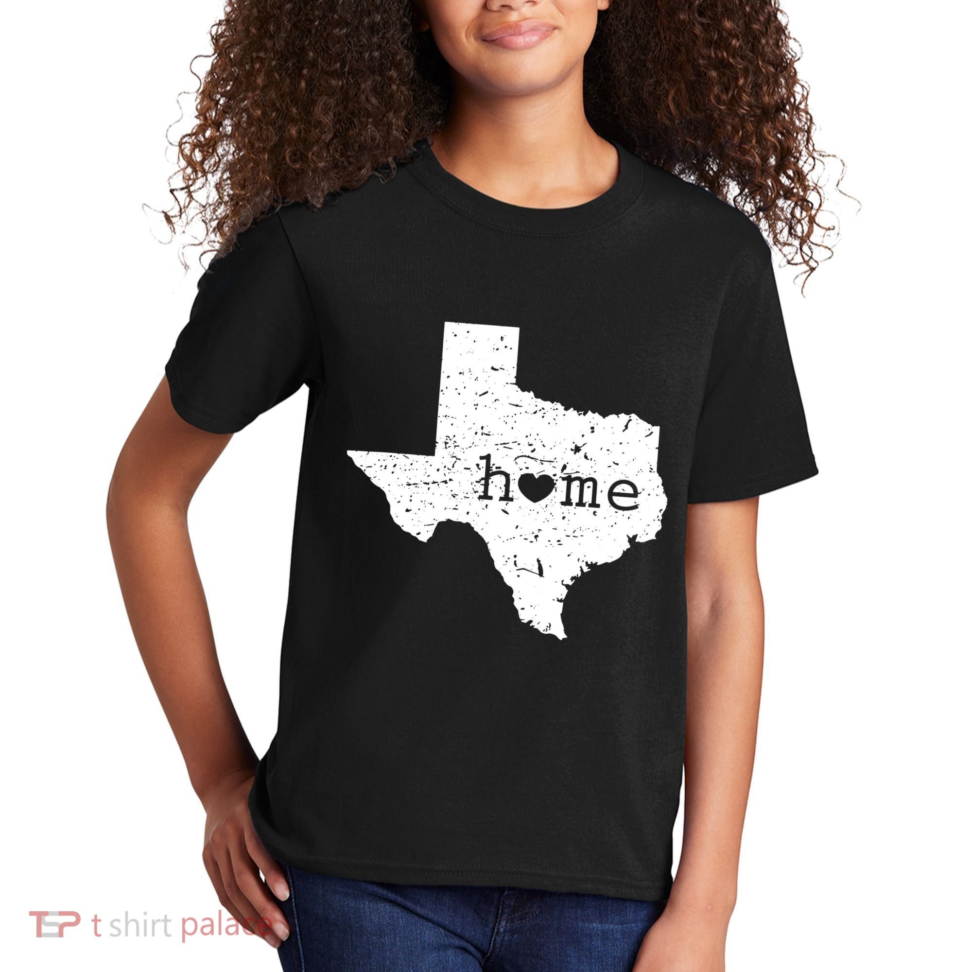 Texas Home Distressed Tx Map With Heart Kids T-Shirt
