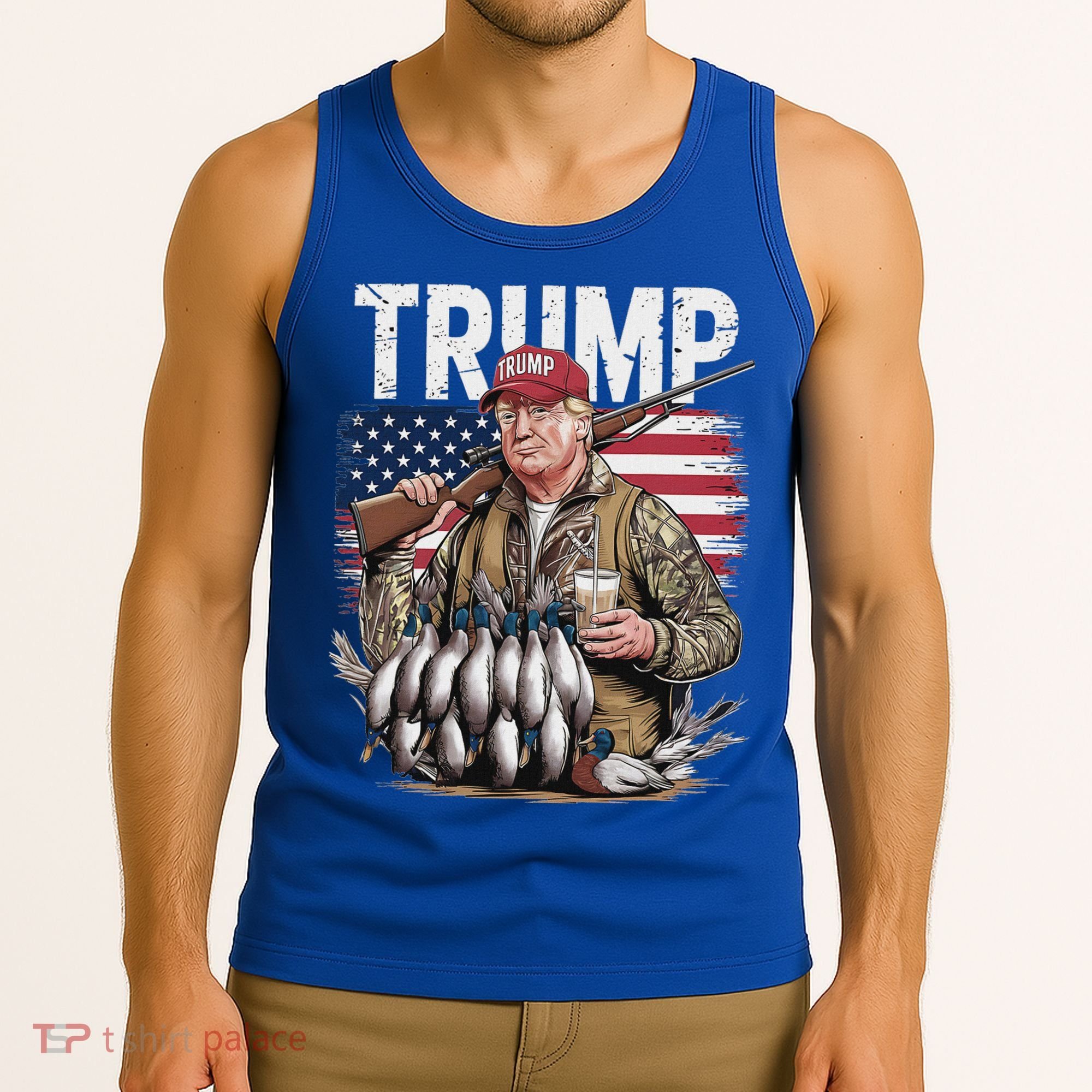 Trump Hunting Duck Hello Hunting Camo Hunting Tank Top