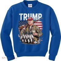 Trump Hunting Duck Hello Hunting Camo Hunting Kids Sweatshirt thumb 0
