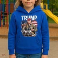 Trump Hunting Duck Hello Hunting Camo Hunting Kids Hoodie thumb 3