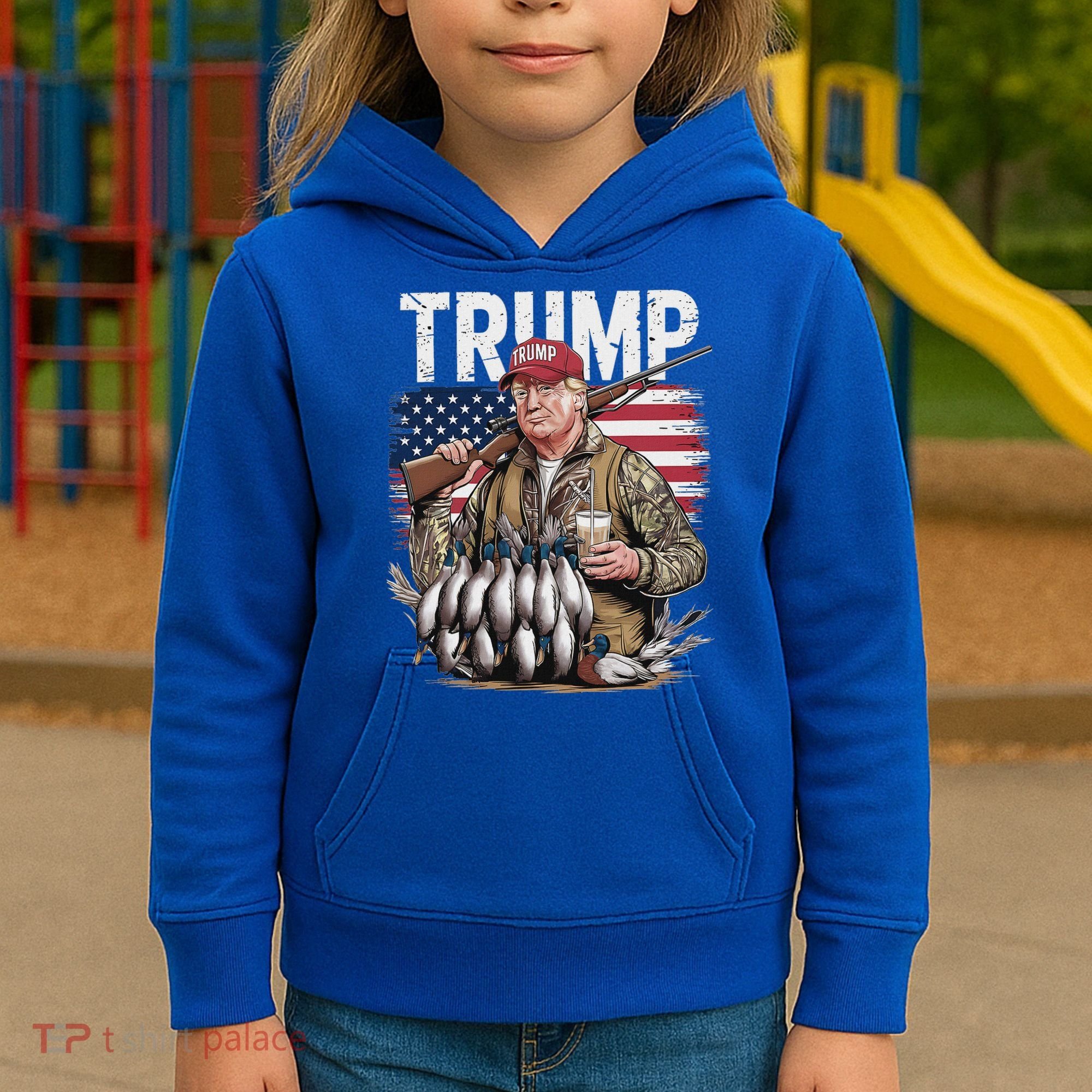 Trump Hunting Duck Hello Hunting Camo Hunting Kids Hoodie