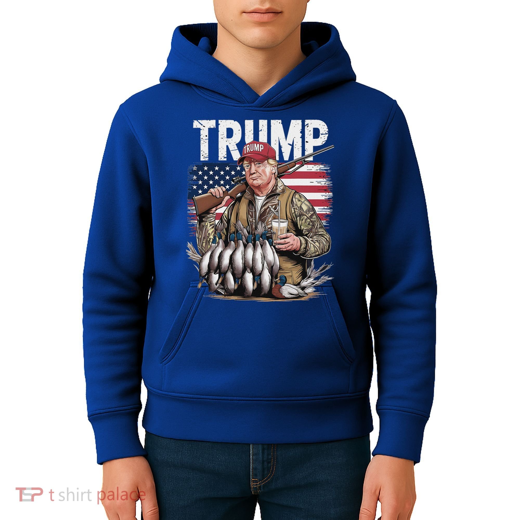 Trump Hunting Duck Hello Hunting Camo Hunting Kids Hoodie