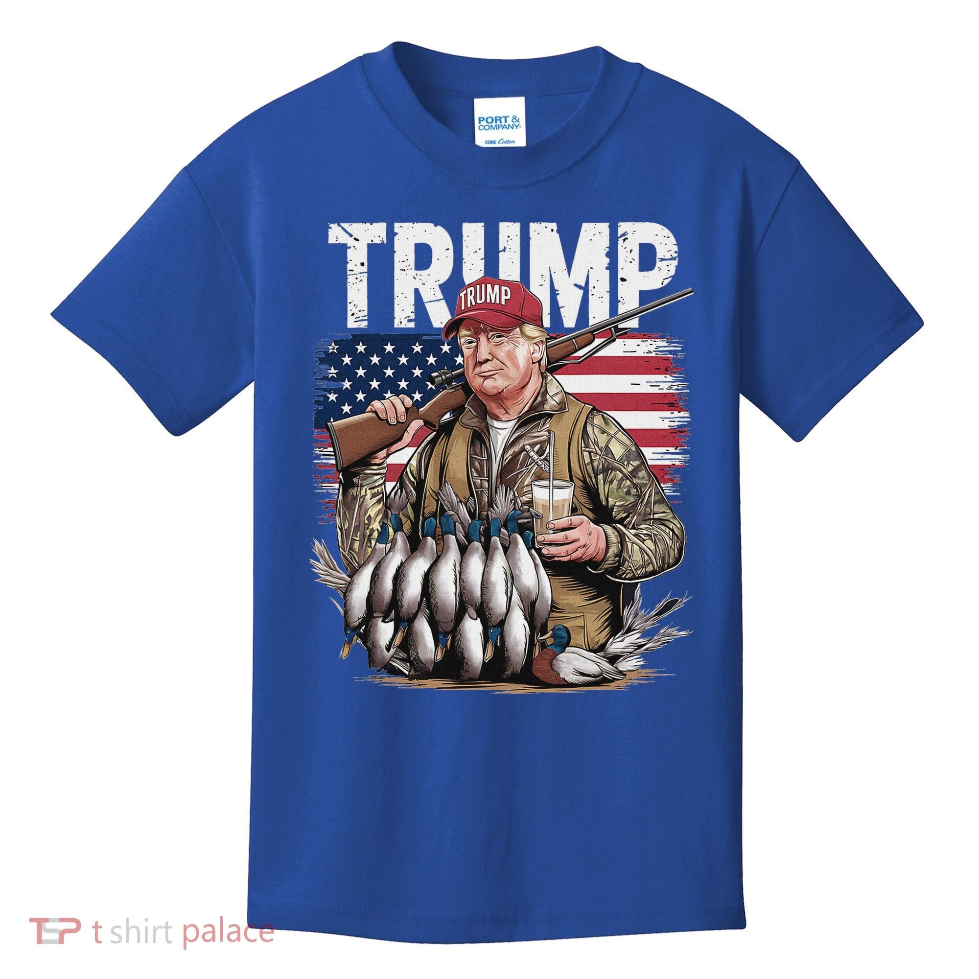 Trump Hunting Duck Hello Hunting Camo Hunting Kids T-Shirt