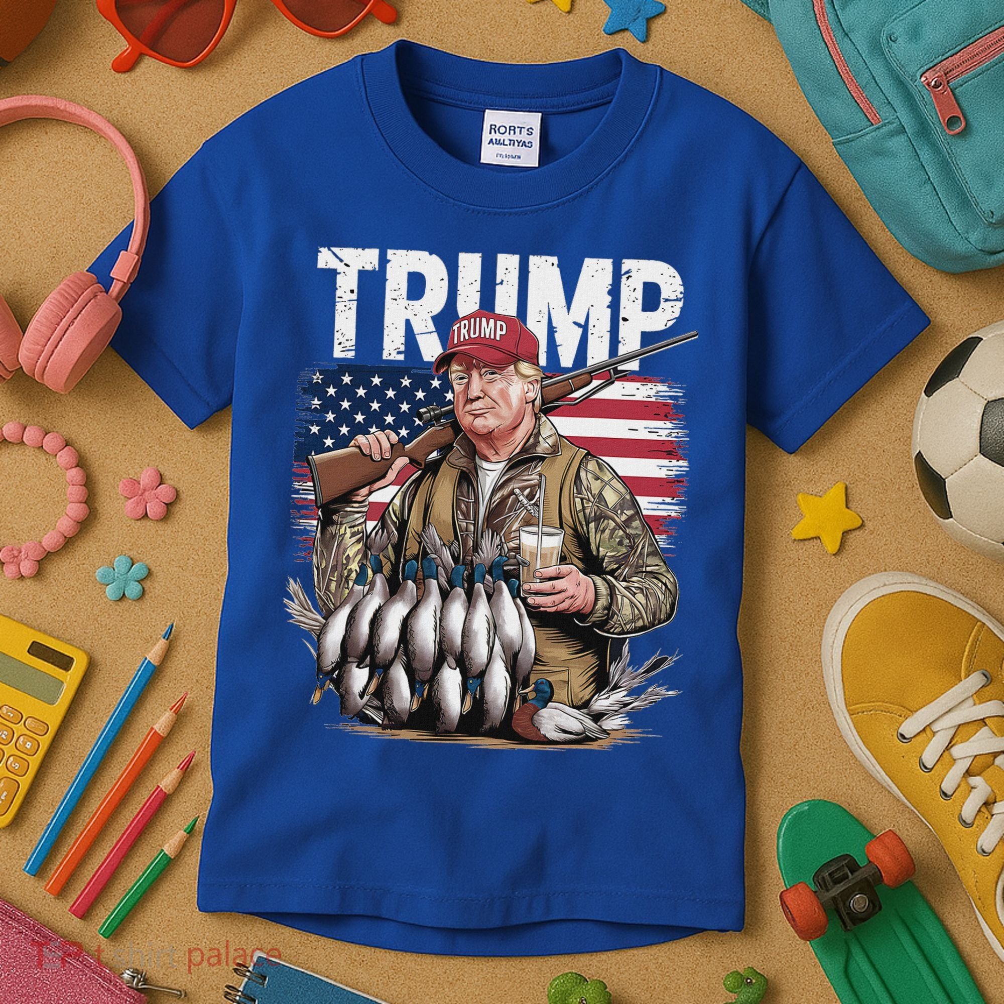 Trump Hunting Duck Hello Hunting Camo Hunting Kids T-Shirt