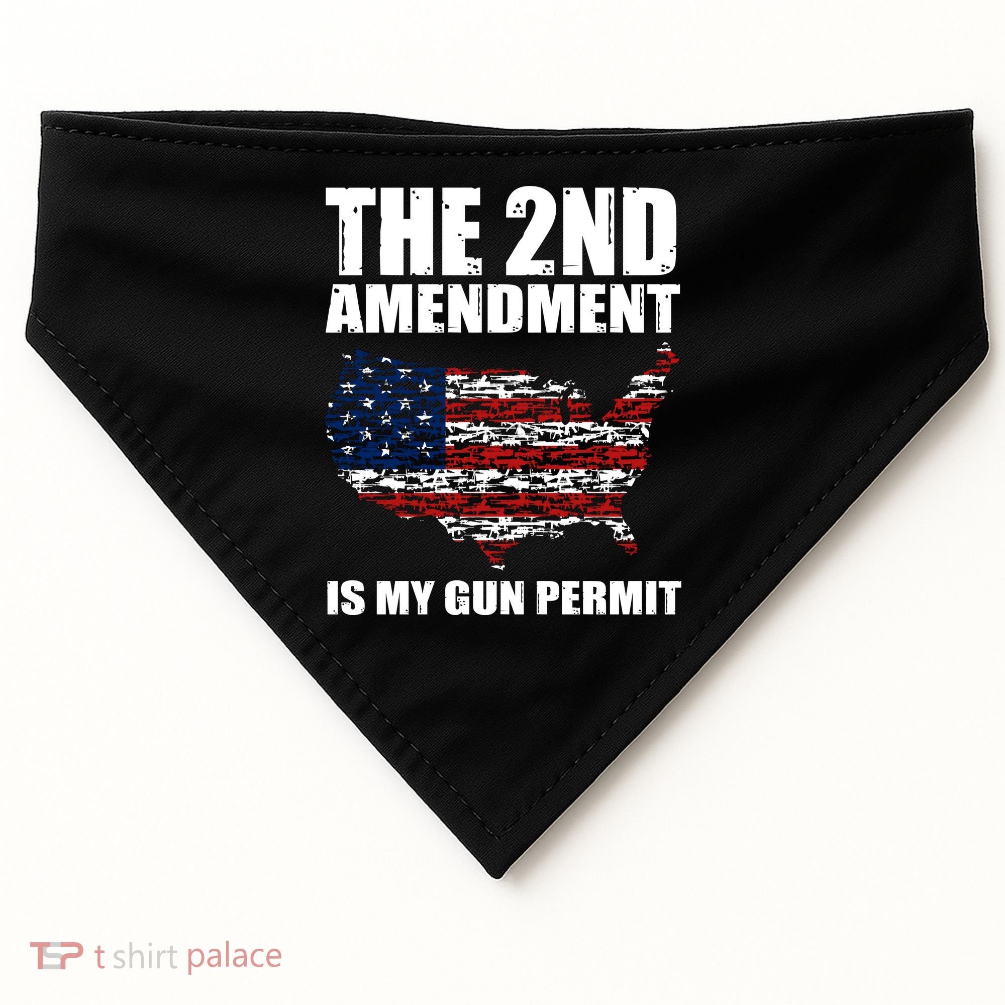 The 2nd Amendment Is My Gun Permit American Gun Flag USA-Made Doggie Bandana