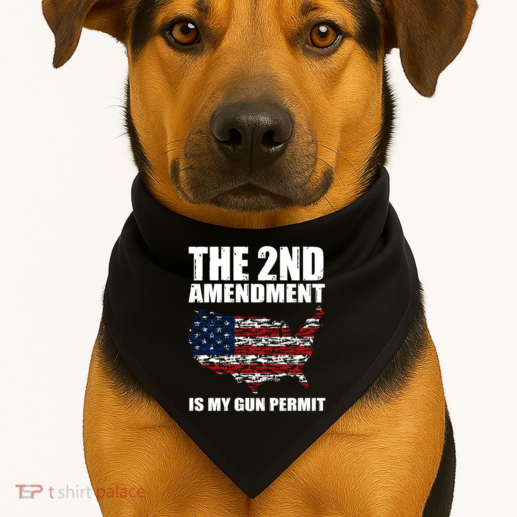 The 2nd Amendment Is My Gun Permit American Gun Flag USA-Made Doggie Bandana