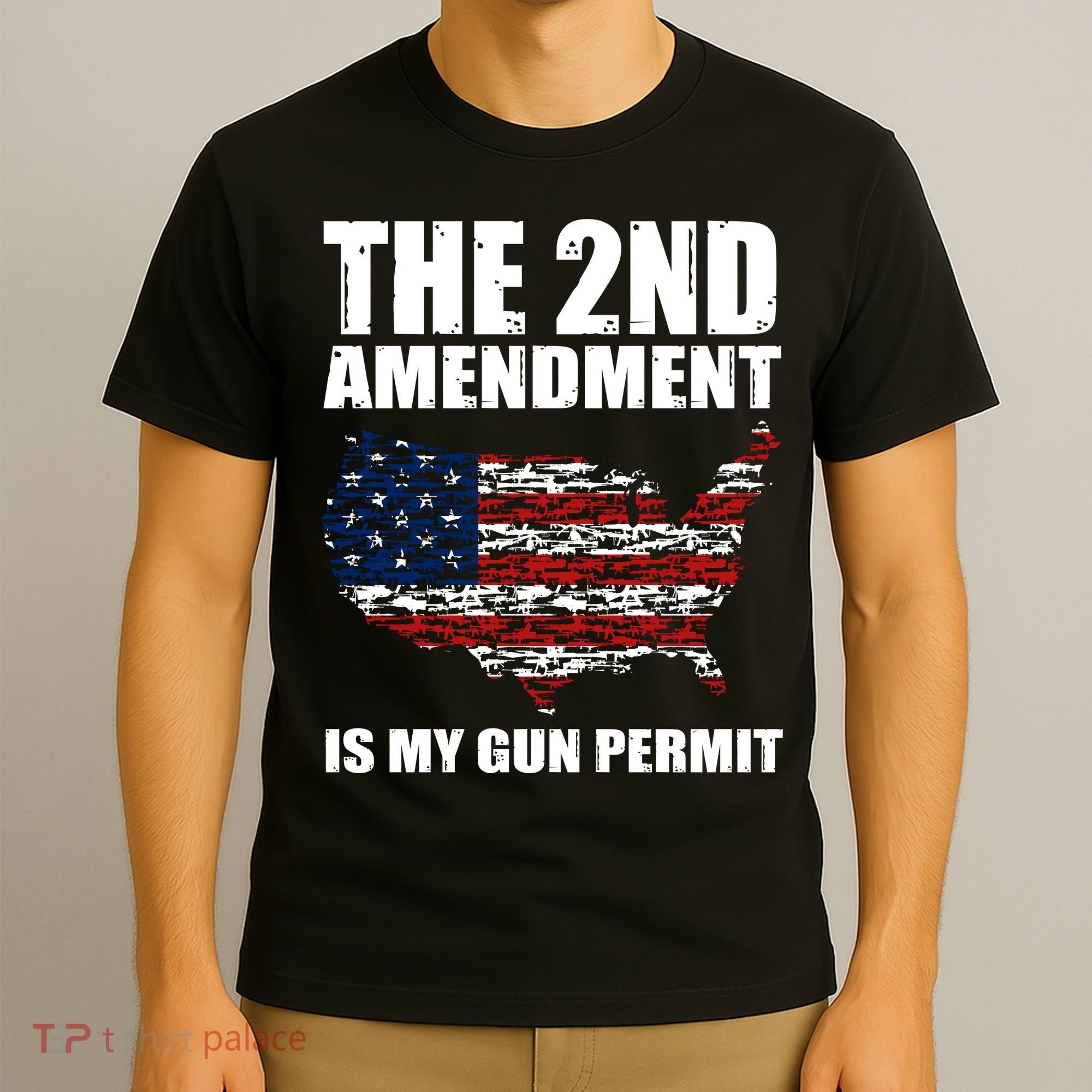 The 2nd Amendment Is My Gun Permit American Gun Flag T-Shirt