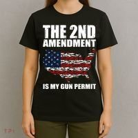 The 2nd Amendment Is My Gun Permit American Gun Flag T-Shirt thumb 4
