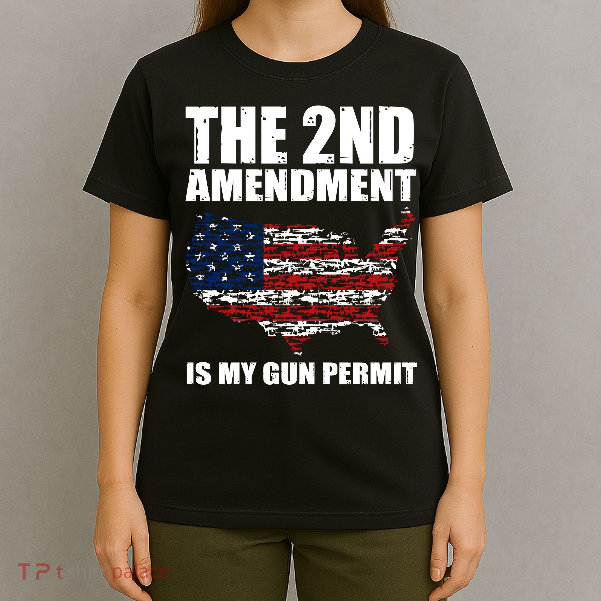 The 2nd Amendment Is My Gun Permit American Gun Flag T-Shirt