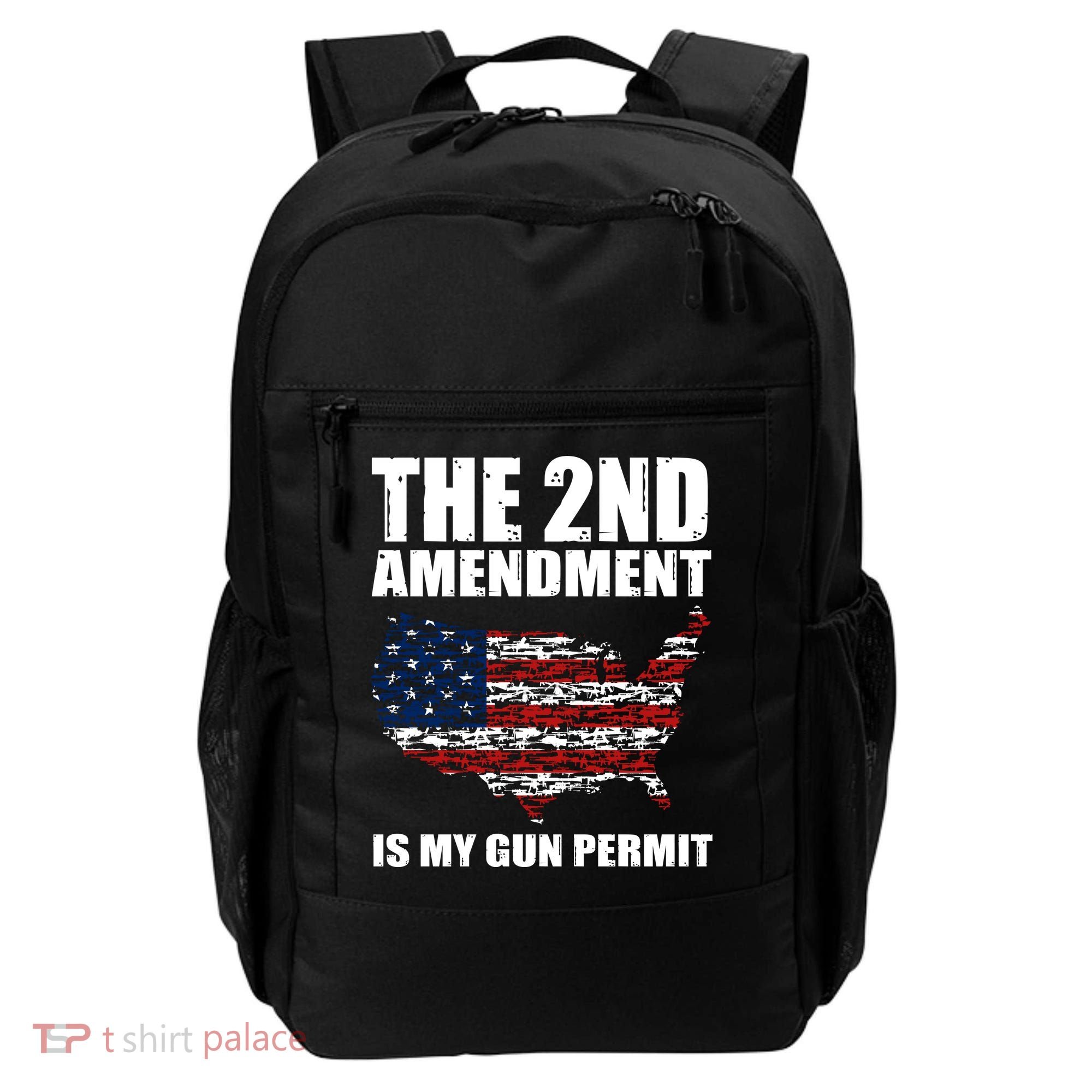The 2nd Amendment Is My Gun Permit American Gun Flag Backpack