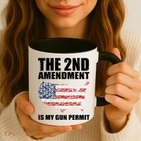 The 2nd Amendment Is My Gun Permit American Gun Flag Coffee Mug thumb 3