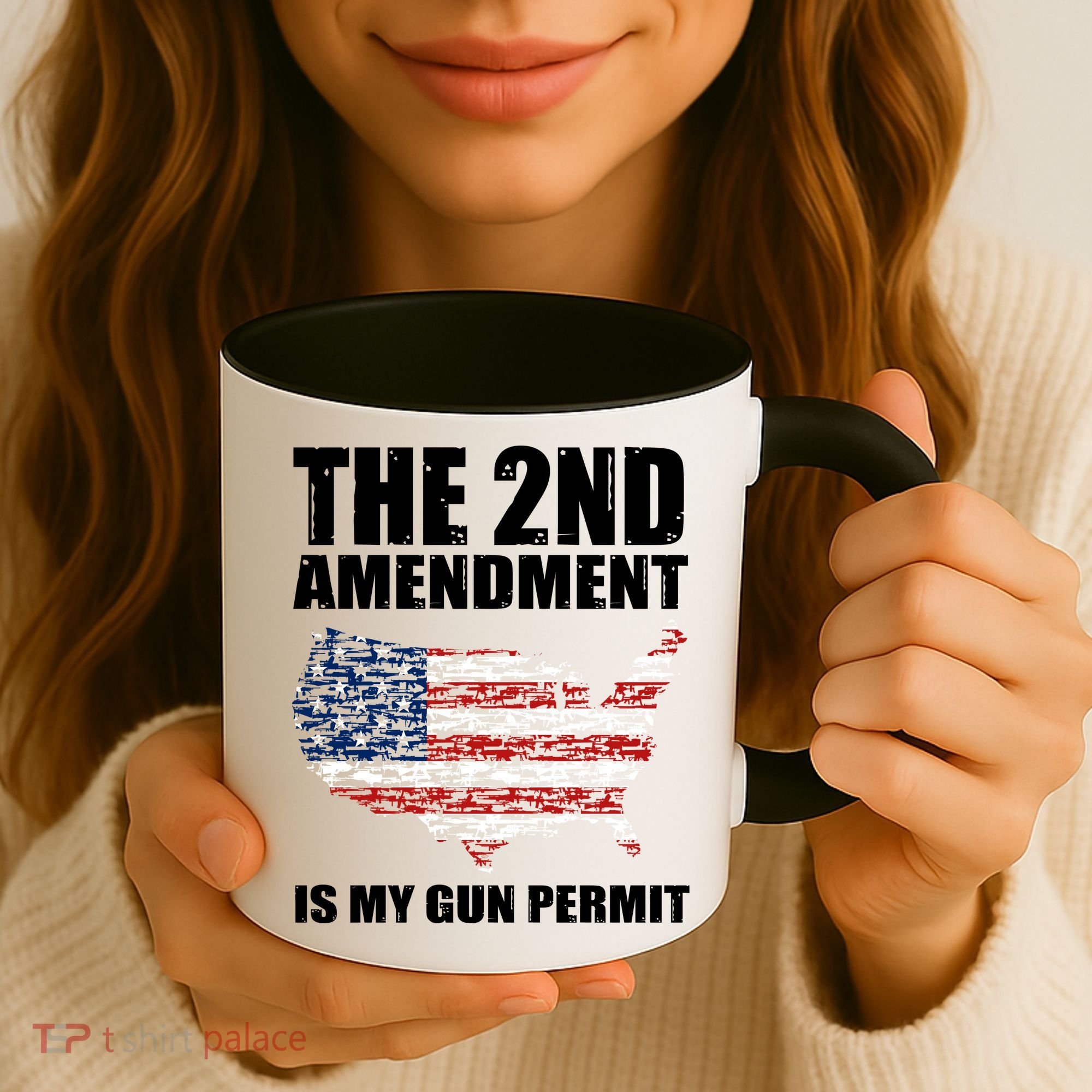 The 2nd Amendment Is My Gun Permit American Gun Flag Coffee Mug