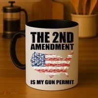 The 2nd Amendment Is My Gun Permit American Gun Flag Coffee Mug thumb 4