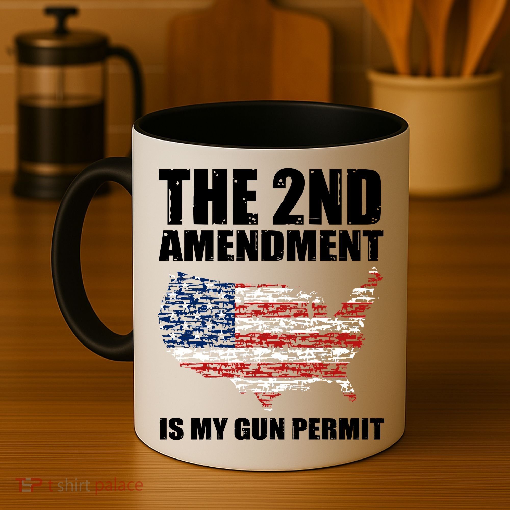 The 2nd Amendment Is My Gun Permit American Gun Flag Coffee Mug