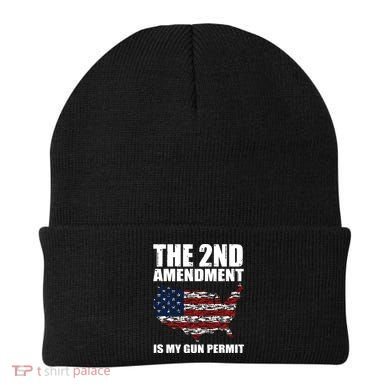 The 2nd Amendment Is My Gun Permit American Gun Flag Beanie