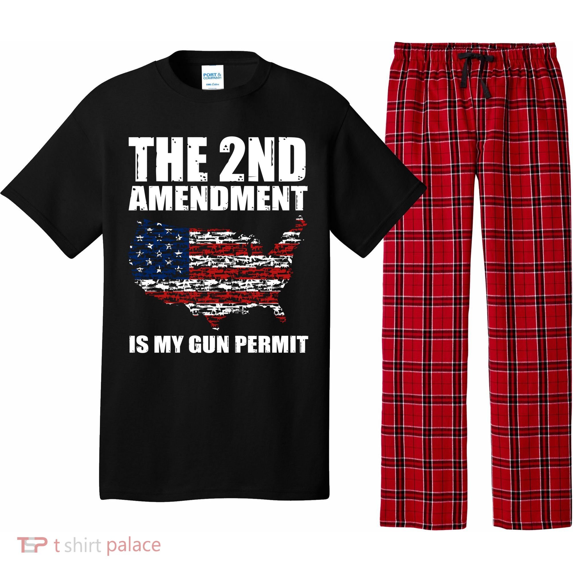 The 2nd Amendment Is My Gun Permit American Gun Flag Pajama Set