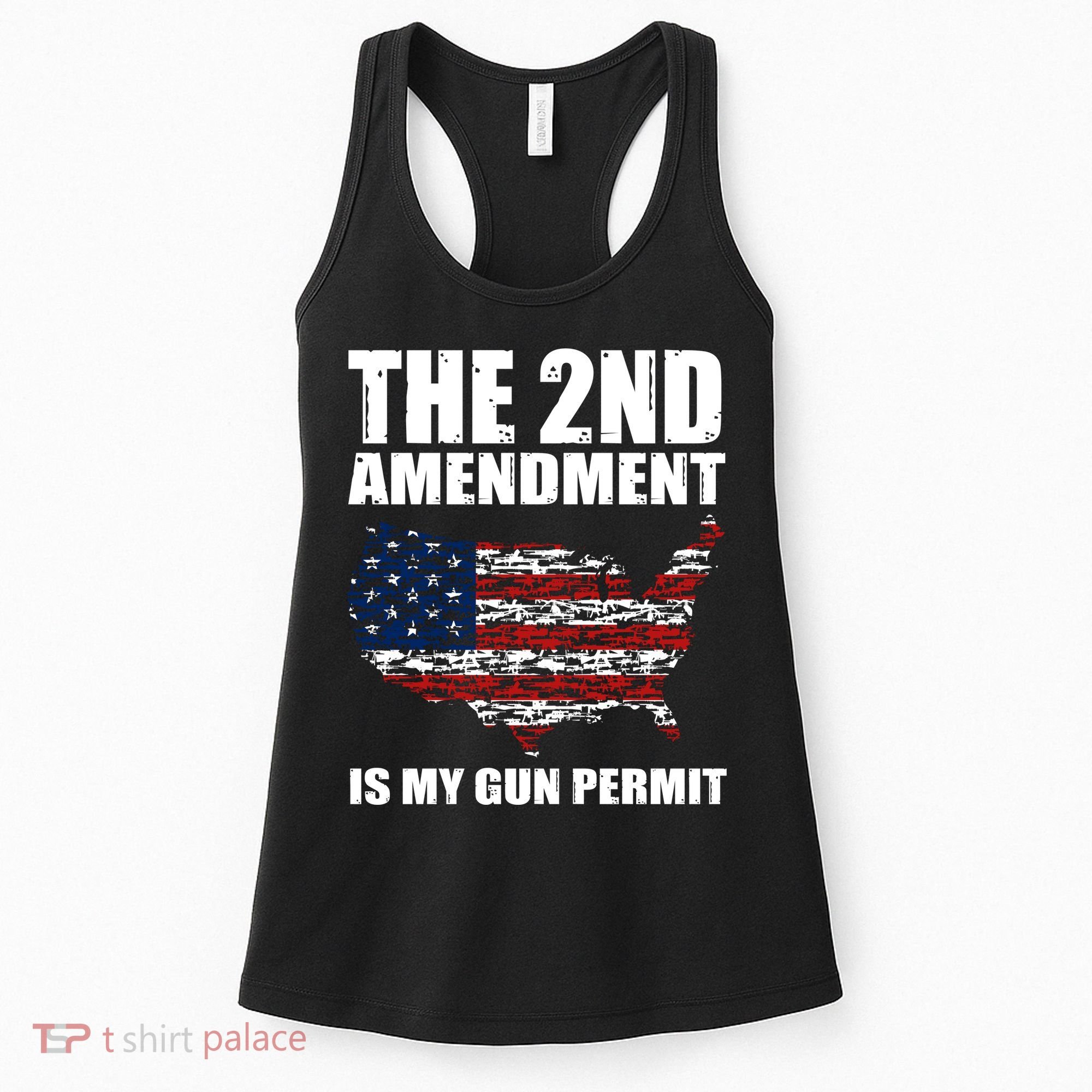 The 2nd Amendment Is My Gun Permit American Gun Flag Women's Tank Top