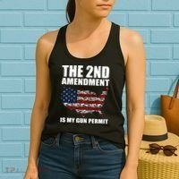 The 2nd Amendment Is My Gun Permit American Gun Flag Women's Tank Top thumb 2