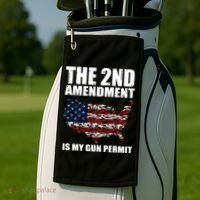 The 2nd Amendment Is My Gun Permit American Gun Flag Golf Towel thumb 2