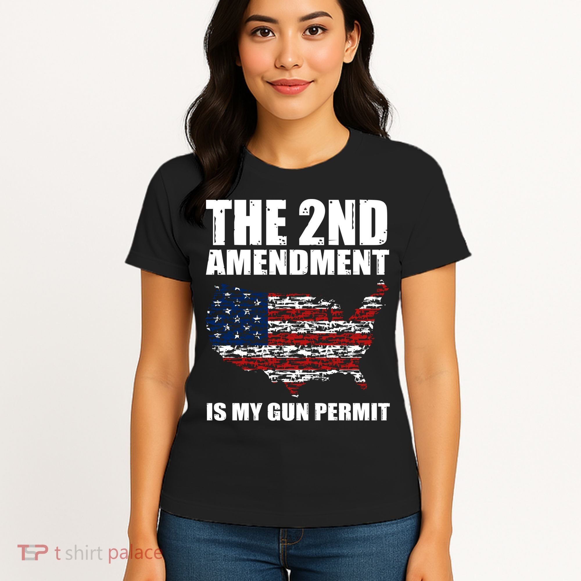 The 2nd Amendment Is My Gun Permit American Gun Flag Women's T-Shirt