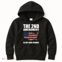 The 2nd Amendment Is My Gun Permit American Gun Flag Kids Hoodie thumb 0