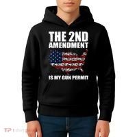 The 2nd Amendment Is My Gun Permit American Gun Flag Kids Hoodie thumb 4
