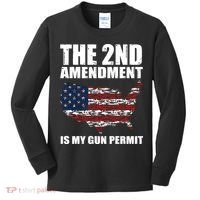 The 2nd Amendment Is My Gun Permit American Gun Flag Kids Long Sleeve Shirt thumb 0