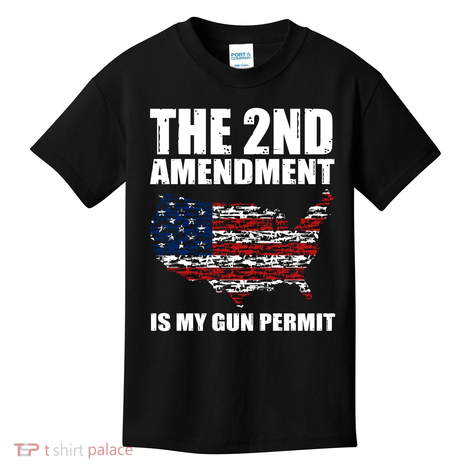 The 2nd Amendment Is My Gun Permit American Gun Flag Kids T-Shirt
