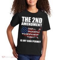 The 2nd Amendment Is My Gun Permit American Gun Flag Kids T-Shirt thumb 2