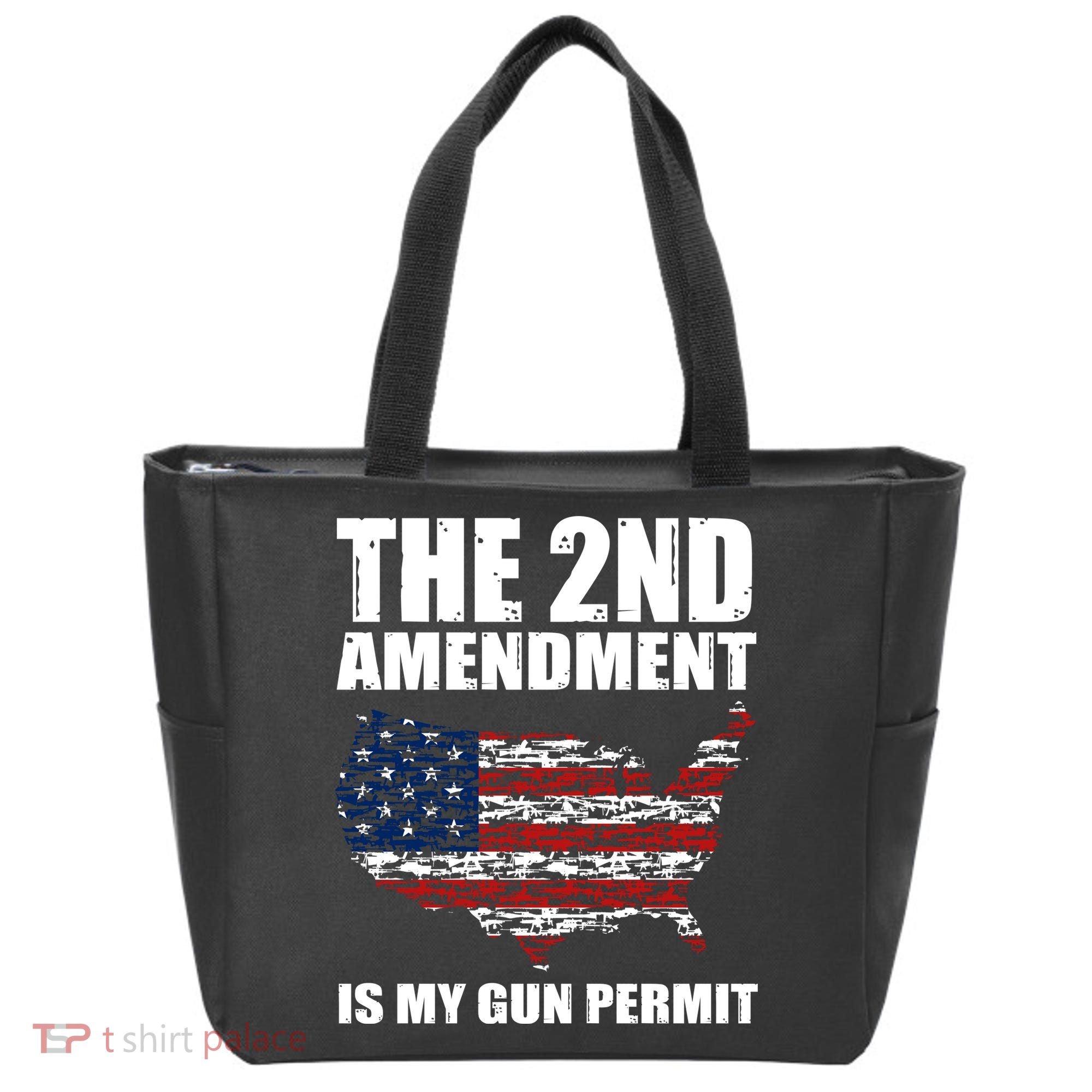 The 2nd Amendment Is My Gun Permit American Gun Flag Tote Bag