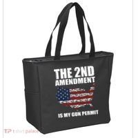 The 2nd Amendment Is My Gun Permit American Gun Flag Tote Bag thumb 2
