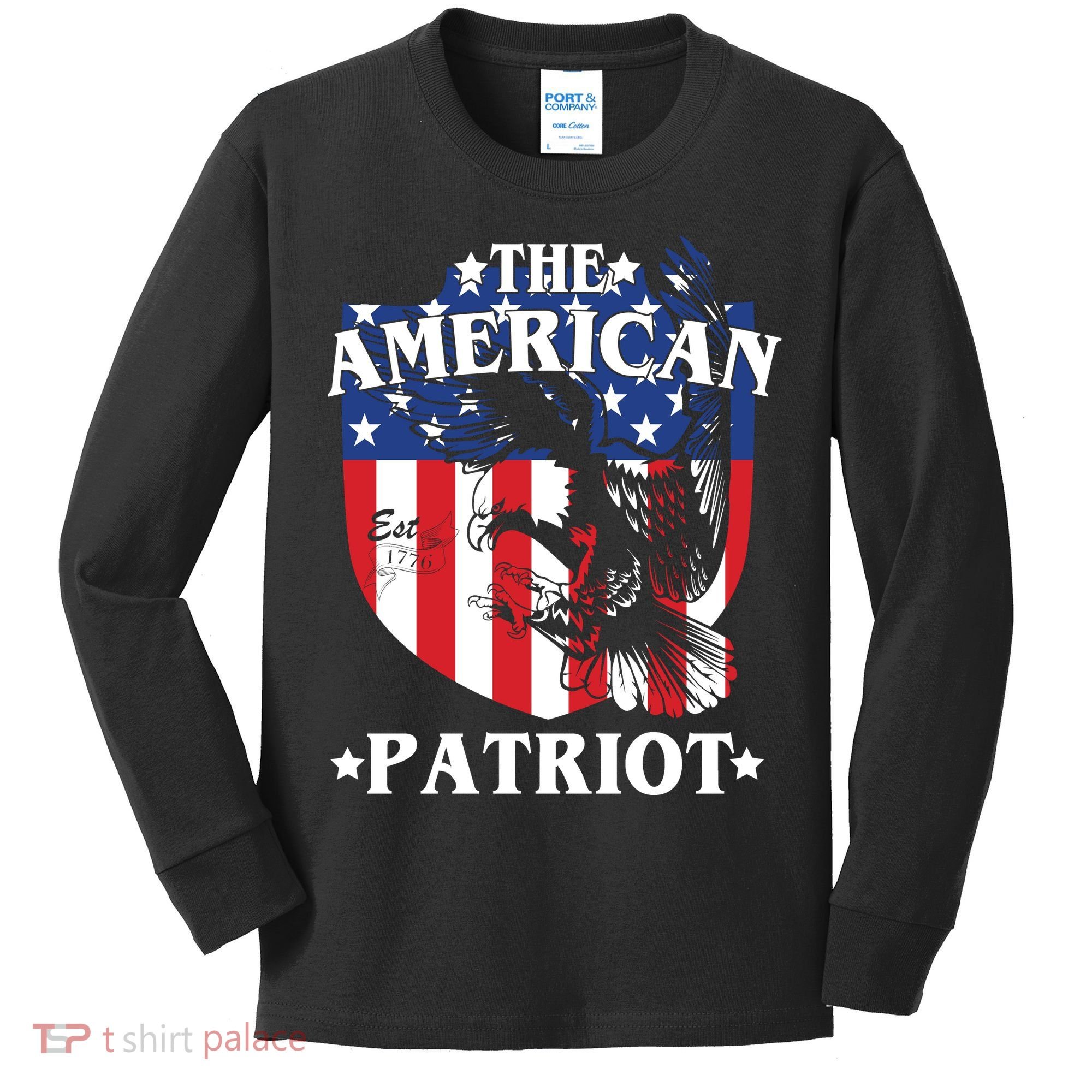 The American Patriot Est 1776 Kids Long Sleeve Shirt