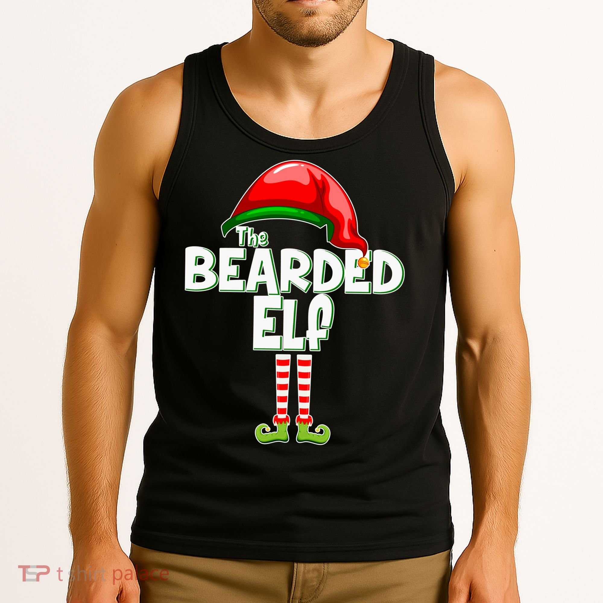 The Bearded Elf Funny Family Christmas Tank Top