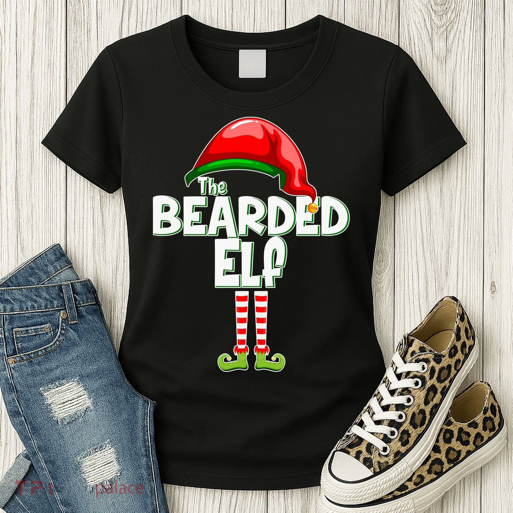The Bearded Elf Funny Family Christmas Women's T-Shirt