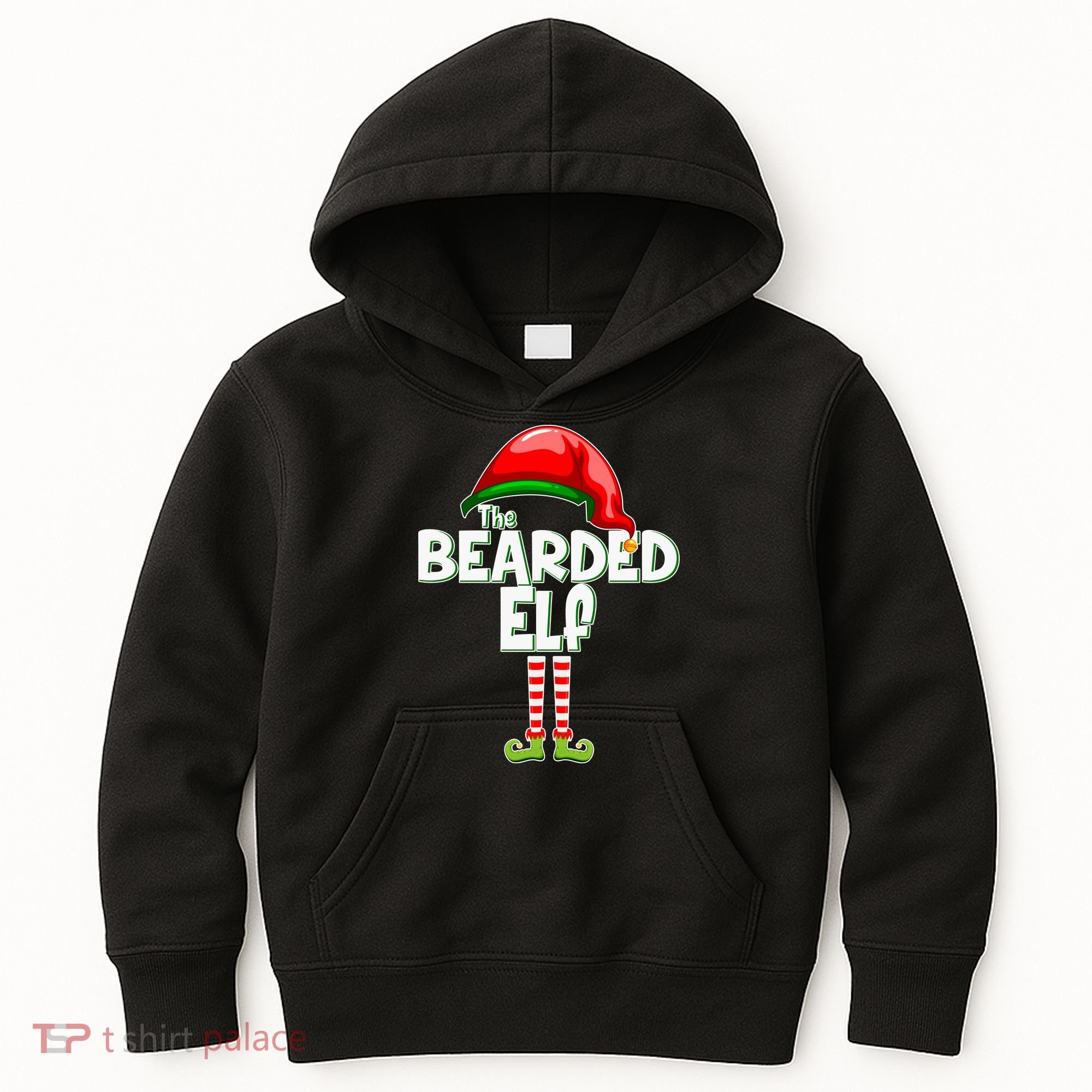The Bearded Elf Funny Family Christmas Kids Hoodie
