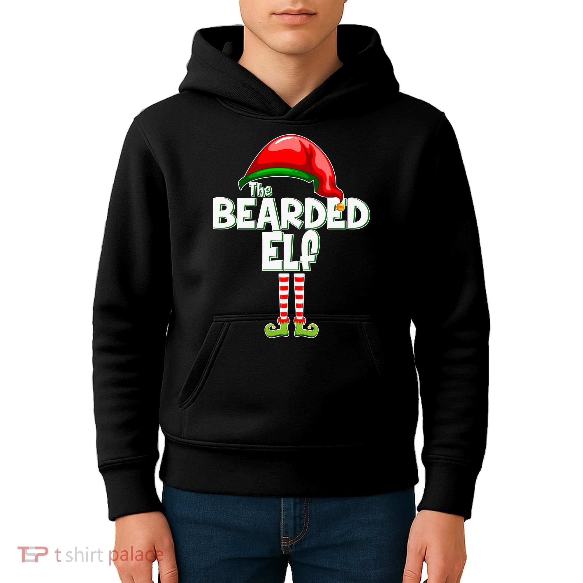The Bearded Elf Funny Family Christmas Kids Hoodie
