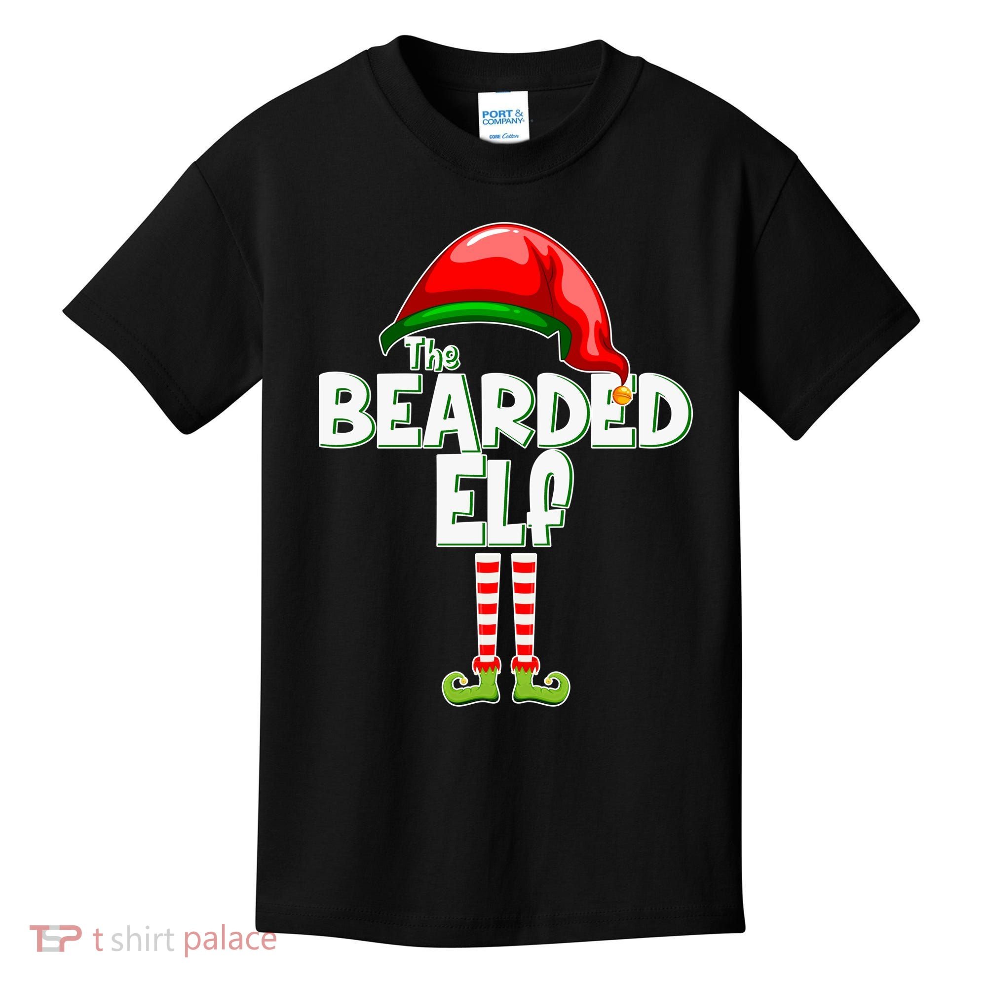 The Bearded Elf Funny Family Christmas Kids T-Shirt