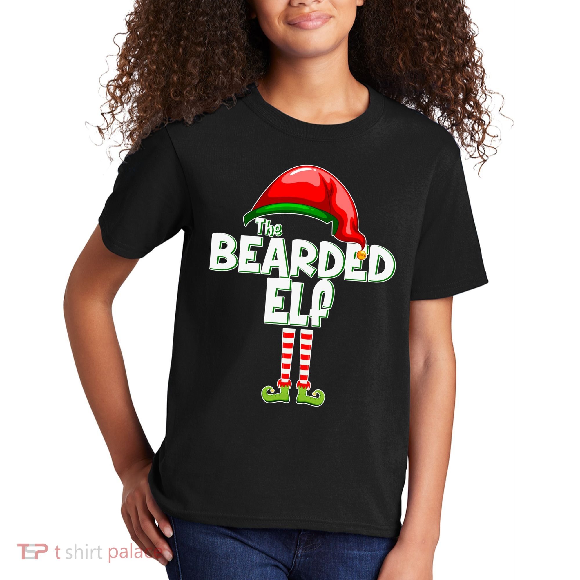 The Bearded Elf Funny Family Christmas Kids T-Shirt