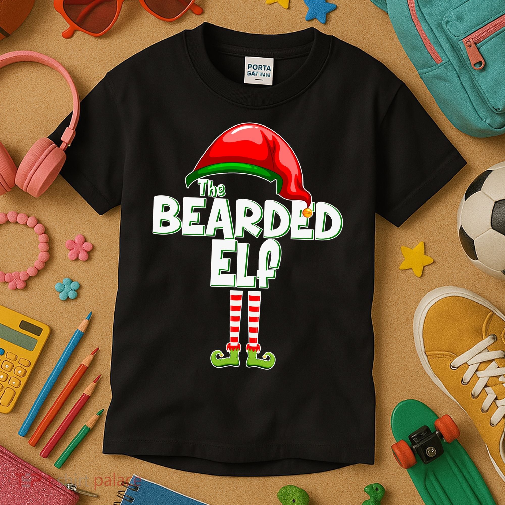 The Bearded Elf Funny Family Christmas Kids T-Shirt