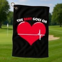 The Beat Goes On Heart Health Awareness Golf Towel thumb 1