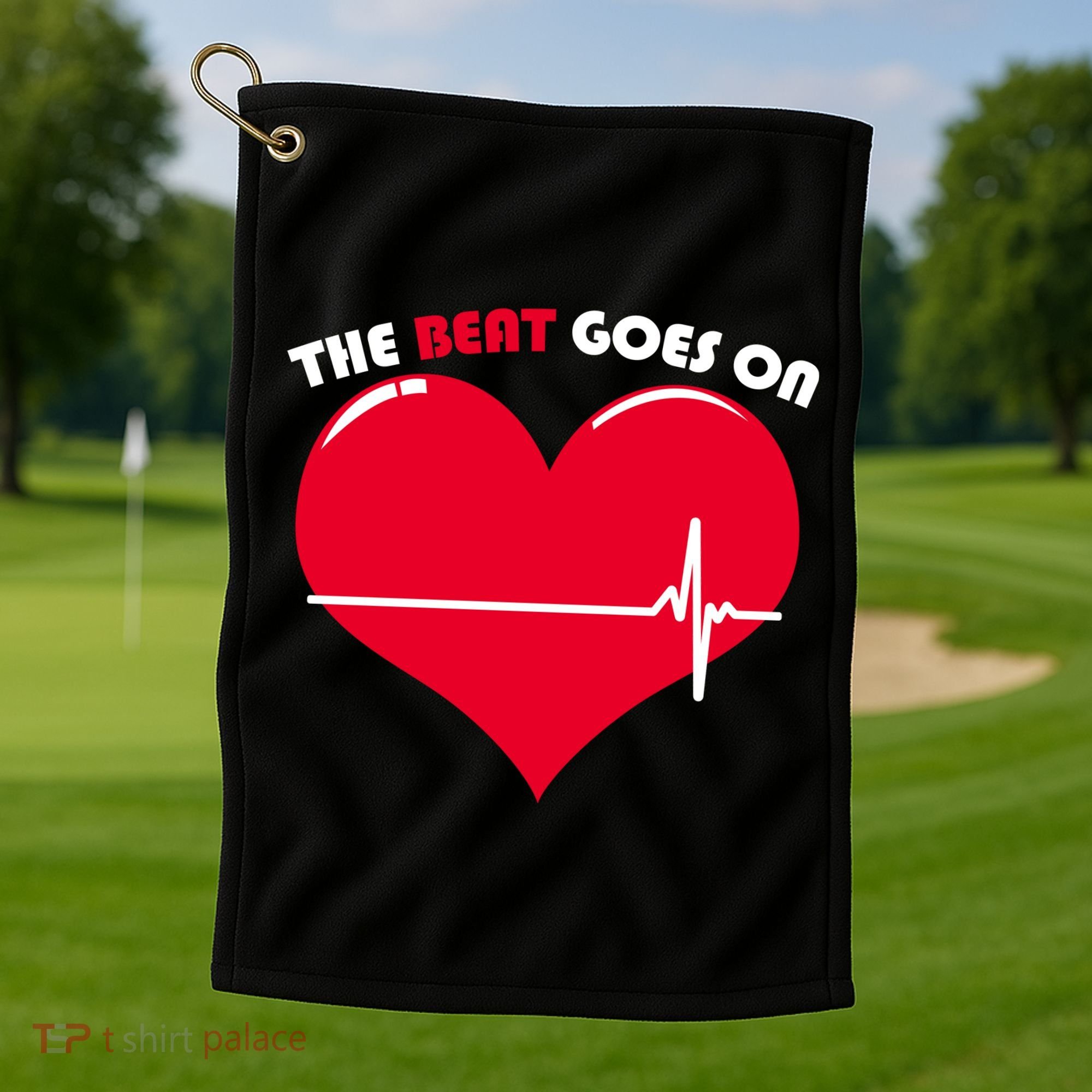 The Beat Goes On Heart Health Awareness Golf Towel