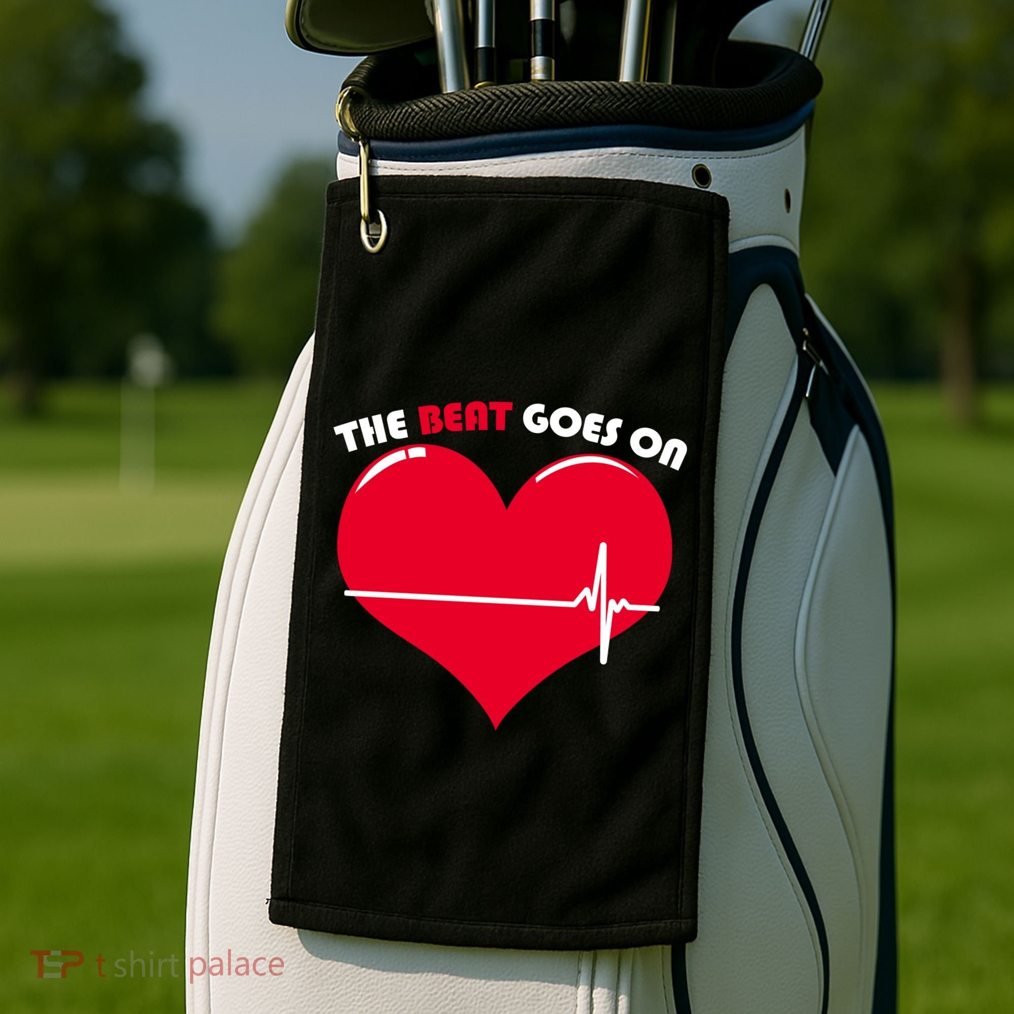The Beat Goes On Heart Health Awareness Golf Towel