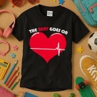 The Beat Goes On Heart Health Awareness Kids T-Shirt thumb 3