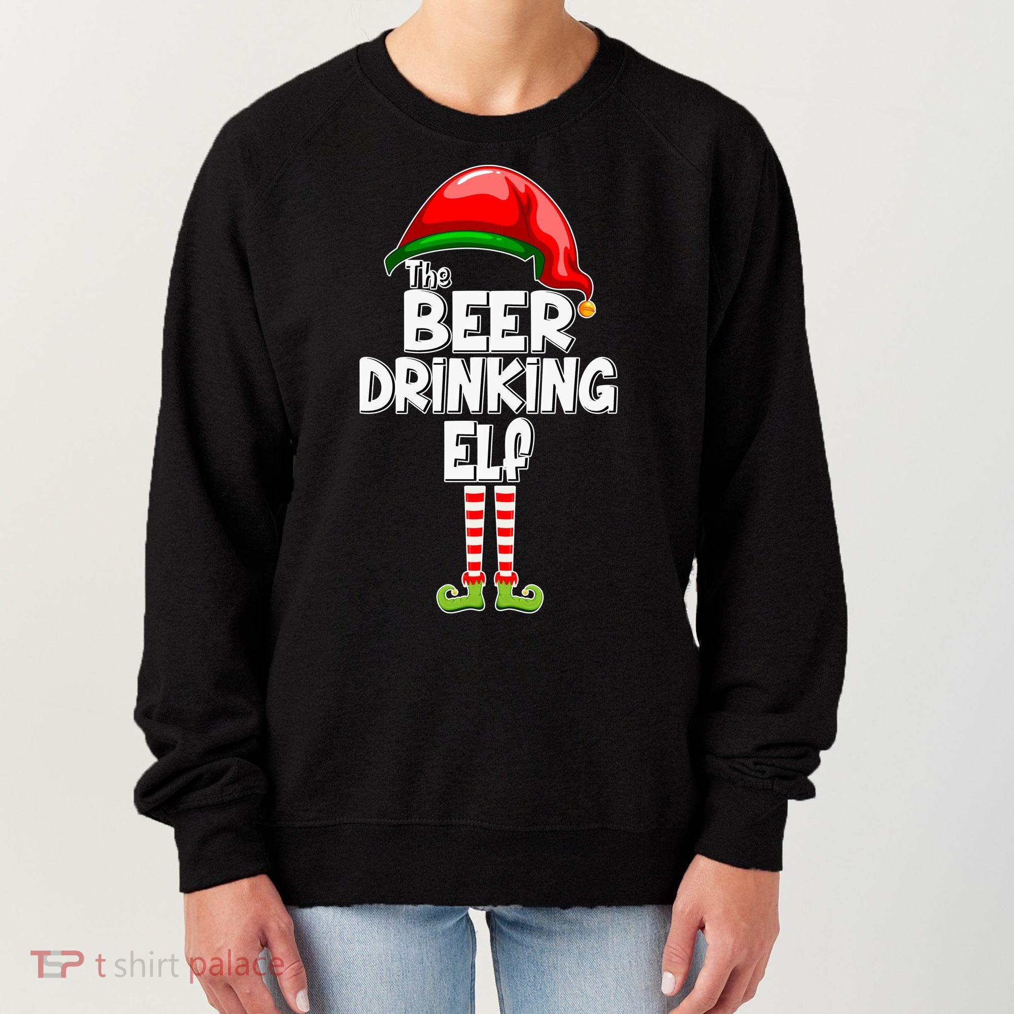 The Beer Drinking Elf Family Matching Christmas Women's Sweatshirt