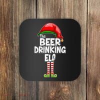 The Beer Drinking Elf Family Matching Christmas Coaster thumb 0