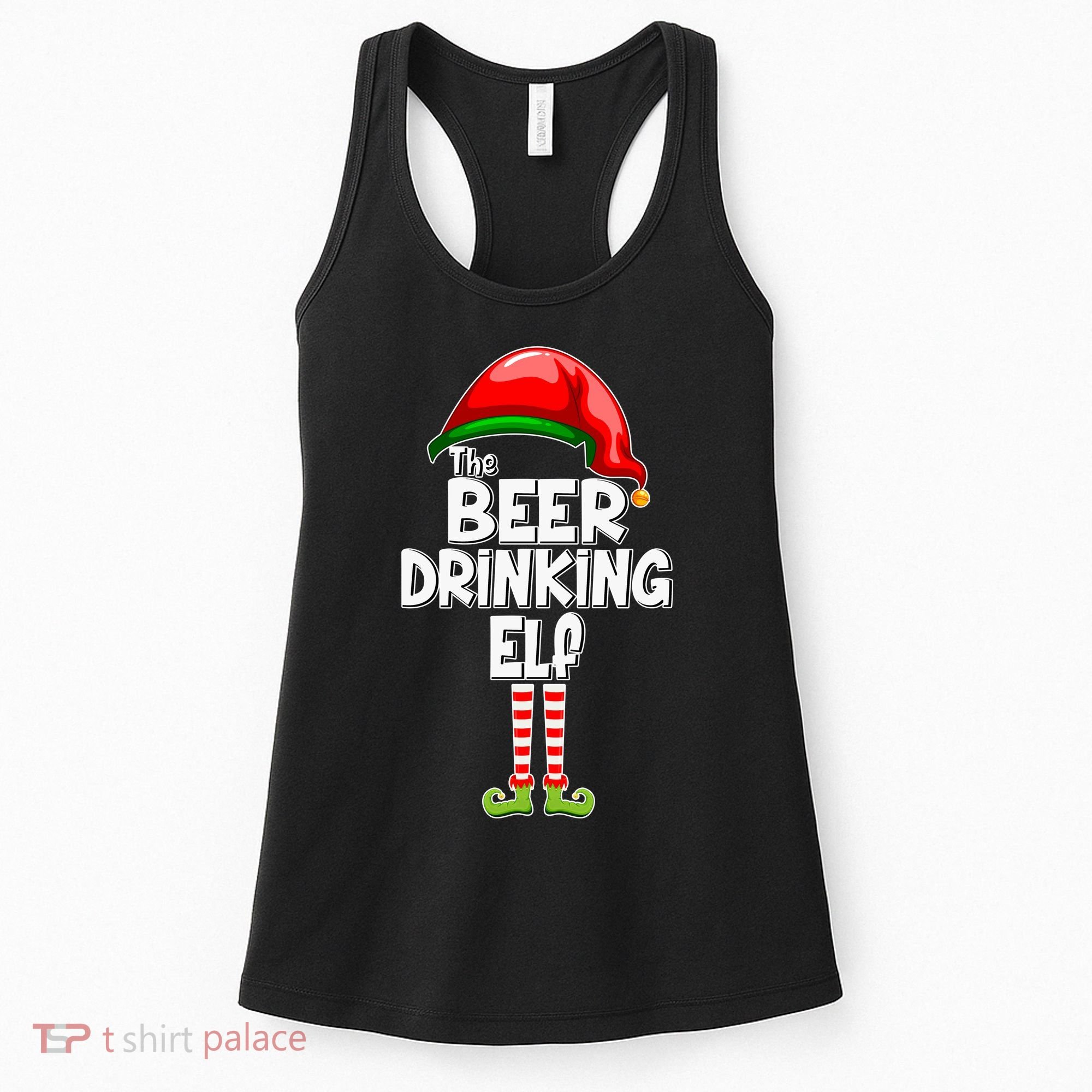 The Beer Drinking Elf Family Matching Christmas Women's Tank Top