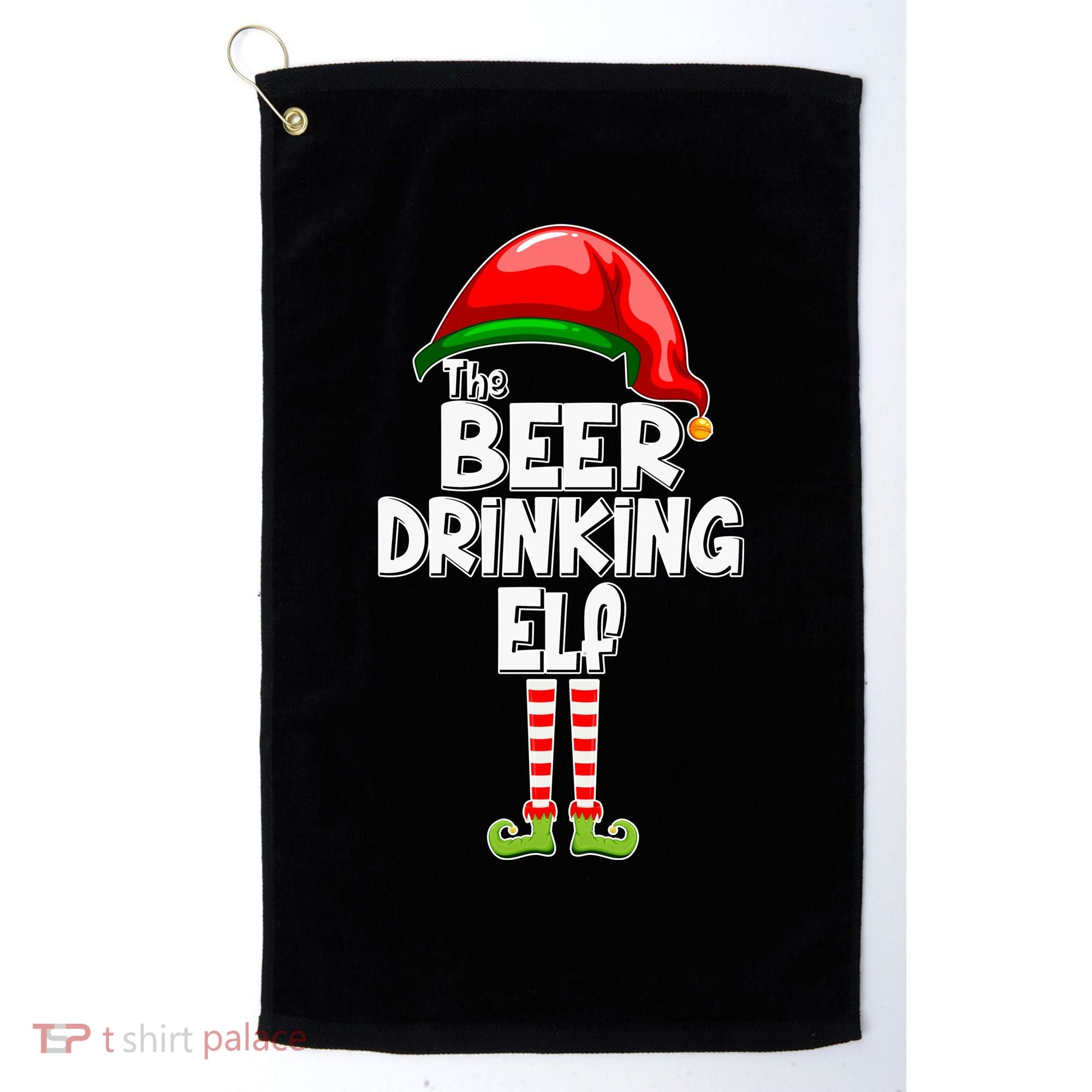 The Beer Drinking Elf Family Matching Christmas Golf Towel
