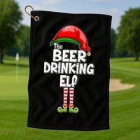 The Beer Drinking Elf Family Matching Christmas Golf Towel thumb 1