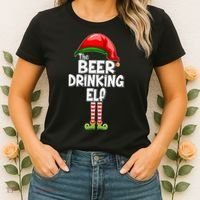 The Beer Drinking Elf Family Matching Christmas Women's T-Shirt thumb 2